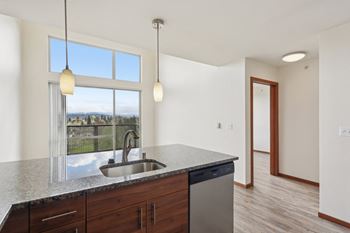 Polished chrome faucet with pull-out spray